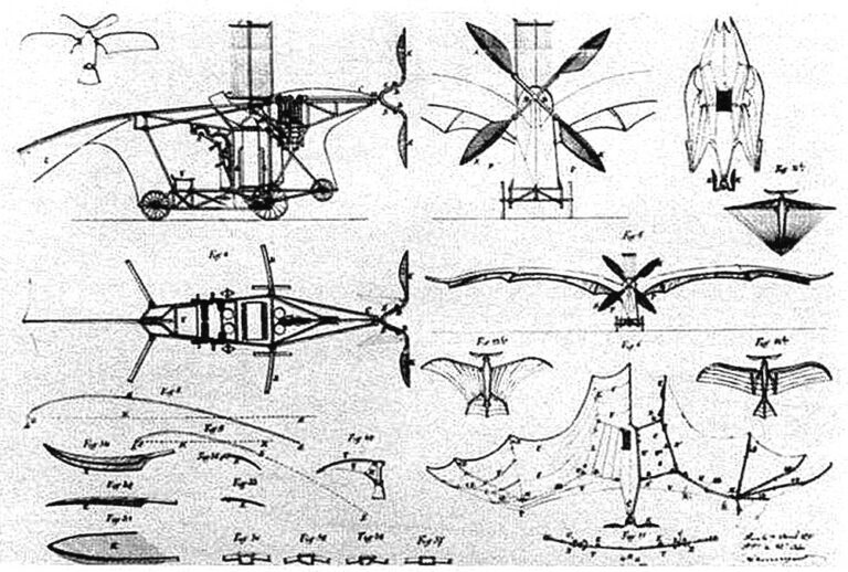 Plán Aderova letadla (Public Domain, commons.wikimedia)