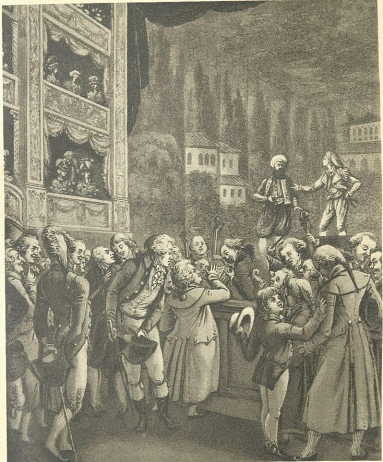 Mozart při uvedení opery Únos ze Serailu v roce 1789 v berlínském divadle v roce 1789. FOTO: Neznámý autor/Creative Commons/Public domain