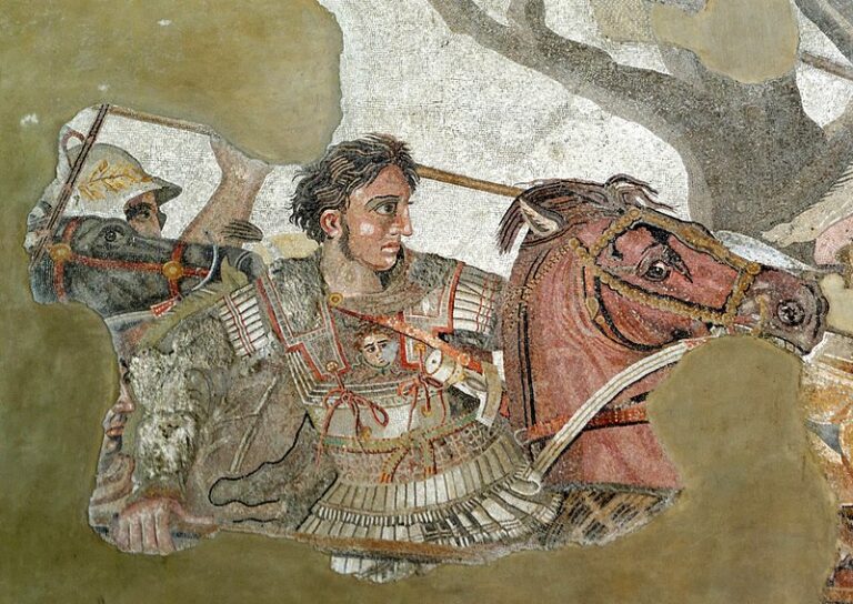 Podoba Alexandera Velikého, jak ji zachytila mozaika v Pompejích. FOTO: Neznámý autor / Creative Commons / volné dílo