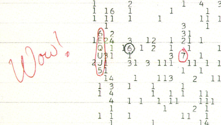Záznam signálu i s originálním Ehmanovým komentářem FOTO: Big Ear Radio Observatory / Creative Commons / volné dílo
