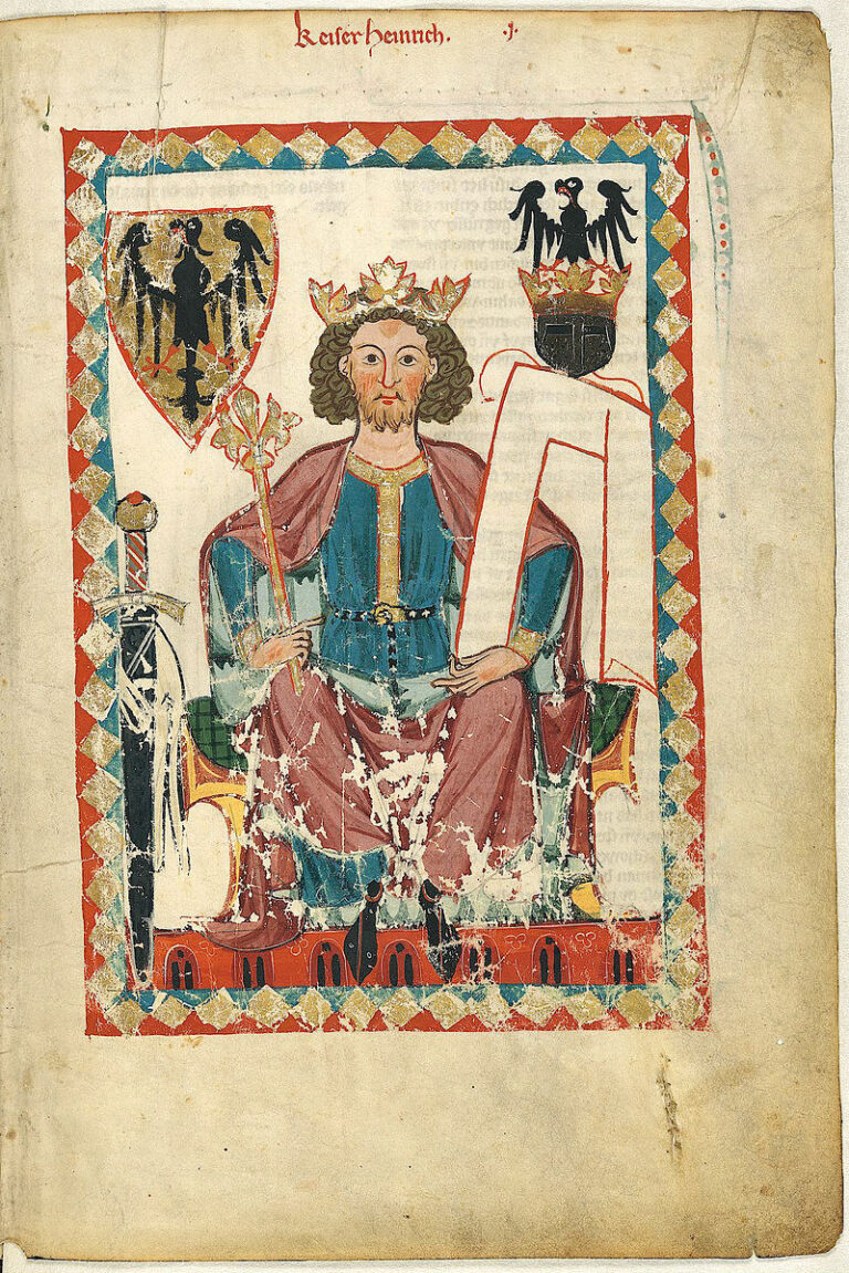 Římský císař Jindřich IV. se pyšní ještě jednohlavou orlicí. FOTO: Master of the Codex Manesse/Creative Commons/Public domain