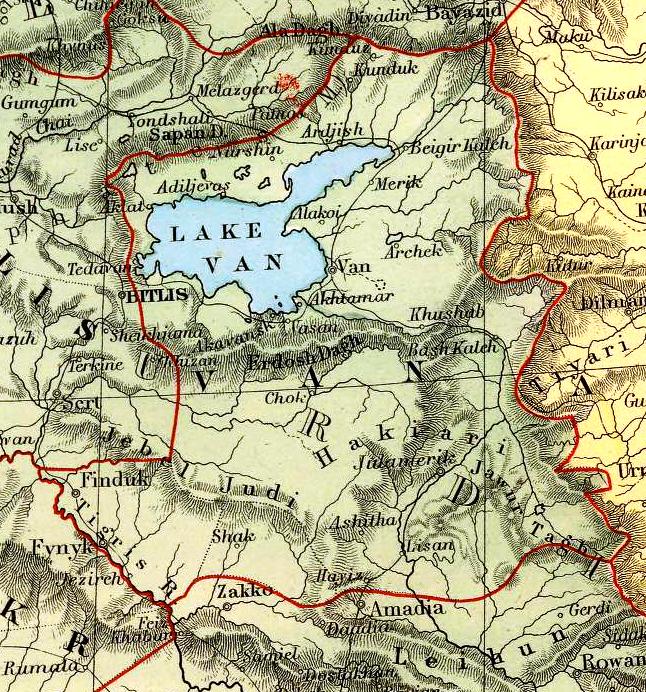 Historická mapa Vanského jezera. Výška jeho hladiny se měnila. FOTO: Edward Stanford/Creative Commons/Public domain