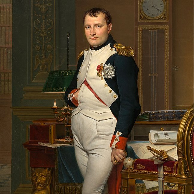 Slavný Napoleonův postoj mají možná na svědomí časté bolesti žaludku, (Jacques-Louis David, Volné dílo, commons.wikimedia)