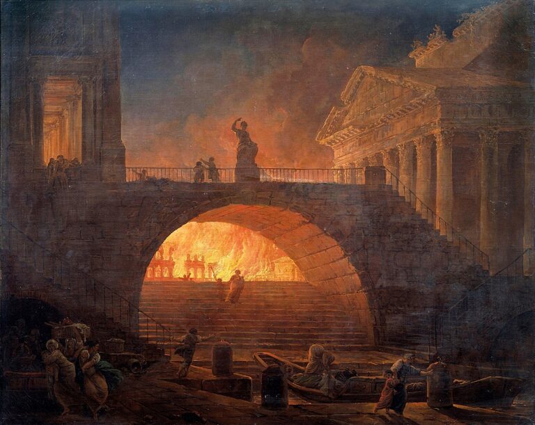 Požár Říma se v roce 64 stal nebývalou tragédií. FOTO: Hubert Robert / Creative Commons / volné dílo