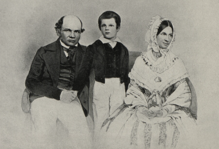 Pohled do loďařské rodiny: Vojtěch Lanna s manželkou Josefínou a synem Vojtěchem v roce 1847. FOTO: Josef Kriehuber / Creative Commons / volné dílo