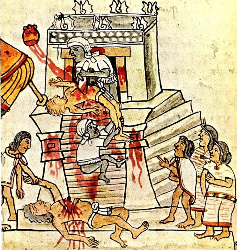 Aztékové prováděli lidské oběti pro boha Huitzilopochtliho každý den při východu slunce. I tam možná hlas píšťalky zazněl. FOTO: Neznámý autor/Creative Commons/Public domain