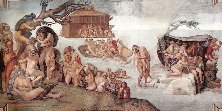 Takhle vyobrazil potopu světa Michelangelo na stropě Sixtinské kaple. FOTO: Web Gallery of Art / Creative Commons / volné dílo