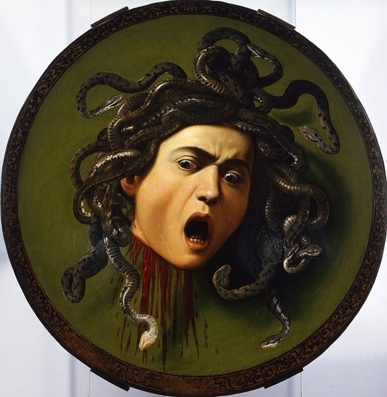 O malířově duševním rozpoložení může vypovídat i jeho obraz Hlava medúzy, který namaloval v roce 1599. FOTO: Google Arts and Culture / Creative Commons / volné dílo