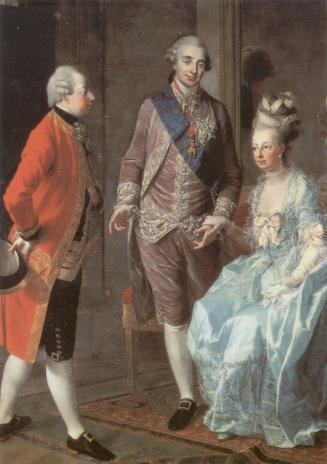 Svatební šaty Marie Antoinetty jsou sice krásné tak, že zrak přechází, ale zase nepřechází tak, aby nebylo vidět, že jsou nevěstě poněkud těsné. (Joseph Hauzinger, Volné dílo, commons.wikimedia)