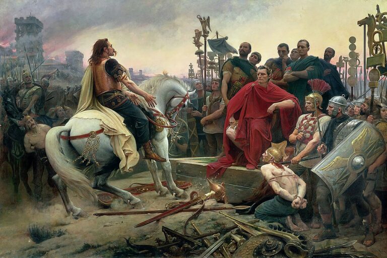 Vercingetorix se vzdává Caesarovi. FOTO: Lionel Royer/Creative Commons/Public domain