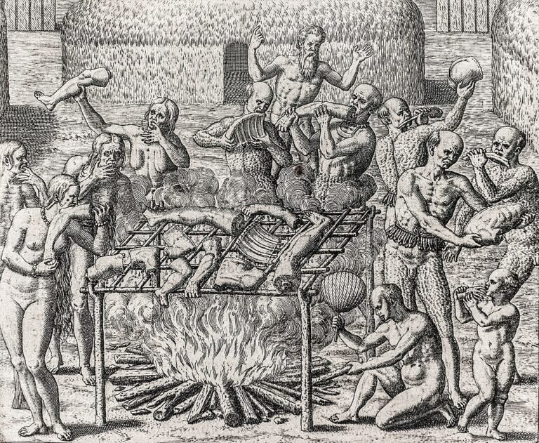Kanibalismus v Brazílii v 16. století. FOTO: Theodor de Bry/Creative Commons/Public domain