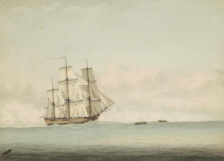Výprava Jamese Cooka na lodi Endeavour. FOTO: Národní knihovna Austrálie/Creative Commons/Public domain