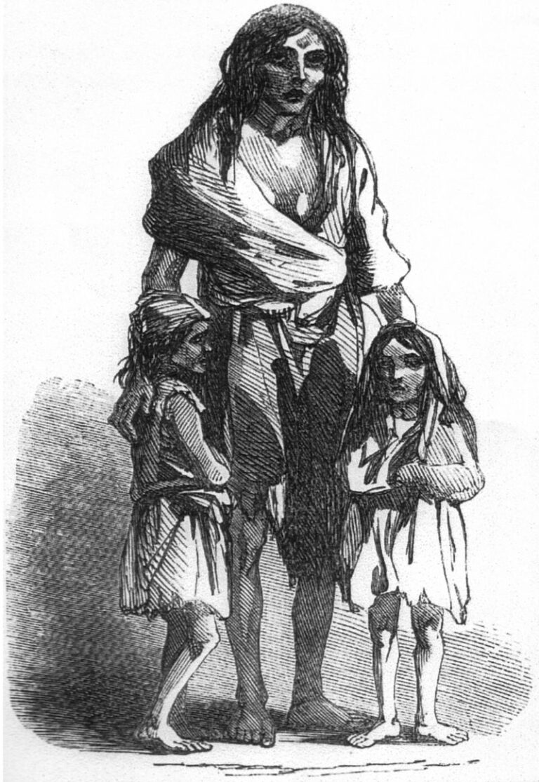 V dobách hladomoru se spousta Evropanů proměnila v kostry potežené kůží. FOTO: Illustrated London News, December 22, 1849/Creative Commons/Public domain