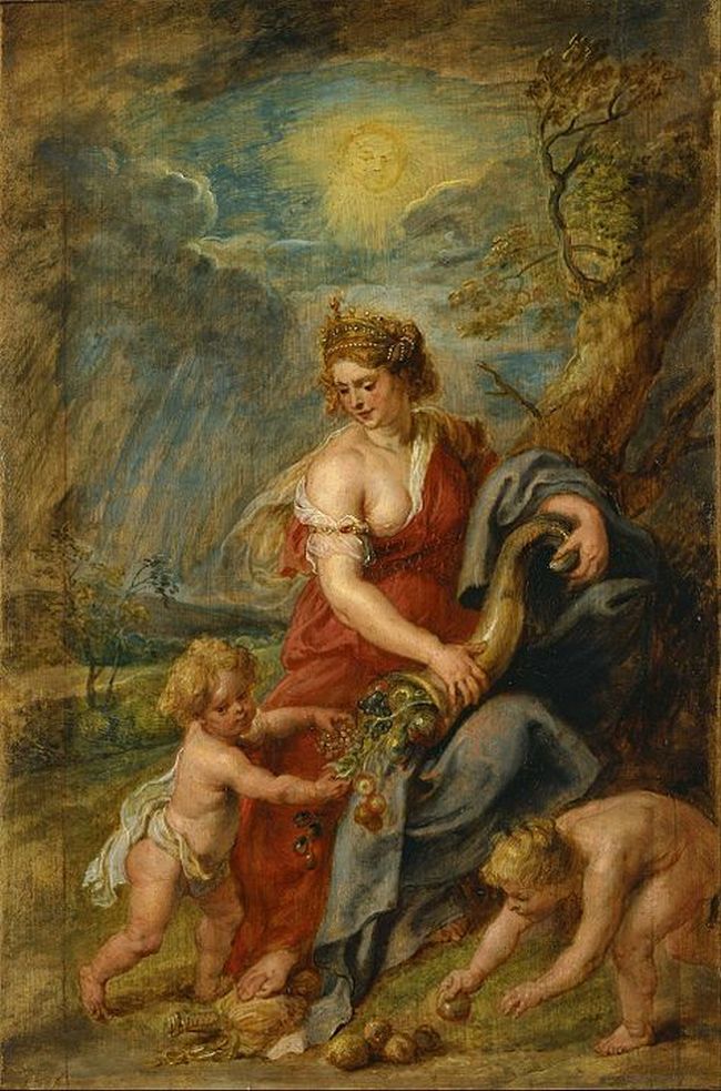 Takto zpodobnil roh hojnosti vlámský malíř Peter Paul Rubens (1577-1640).(Foto: neznámý autor / en.wikipedia.org / volné dílo)