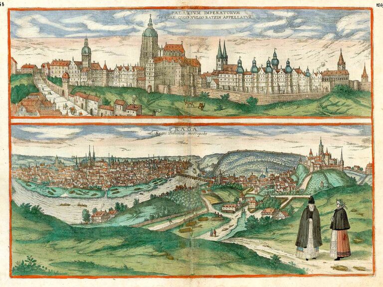 Pražský hrad v 16. století. Ferdinand I. tu během svojí vlády často pobývá. FOTO: Hoefnagel/Creative Commons/Public domain