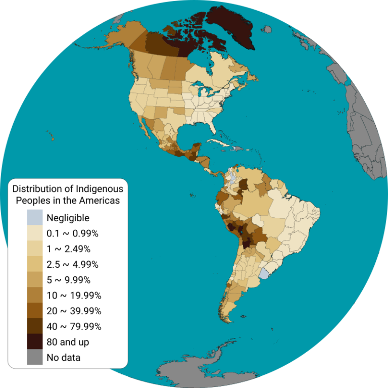 Současné rozložení původních obyvatel Ameriky. FOTO: Locoluis/Creative Commons/CC BY-SA 4.0