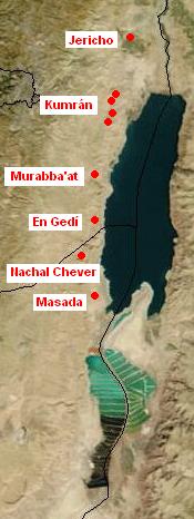 Mapa nálezů svitků od Mrtvého moře. FOTO: Daniel Baránek/Creative Commons/Public domain