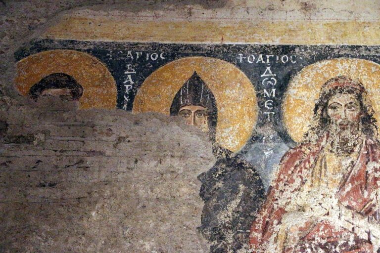 Byzantské fresky v Santa Maria Antiqua (Řím), zobrazen je zde Metoděj. FOTO: Sailko/Creative Commons/CC BY 3.0