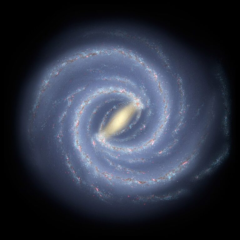 Umělecké ztvárnění Mléčné dráhy, která je 100 000krát jasnější než J0613+52. FOTO: NASA/JPL-Caltech/ESO/R. Hurt / Creative Commons / volné dílo