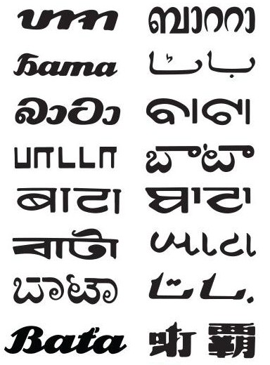 Logo firmy Baťa v různých jazycích. FOTO: Lubomir.ludvik/Creative Commons/CC BY-SA 4.0