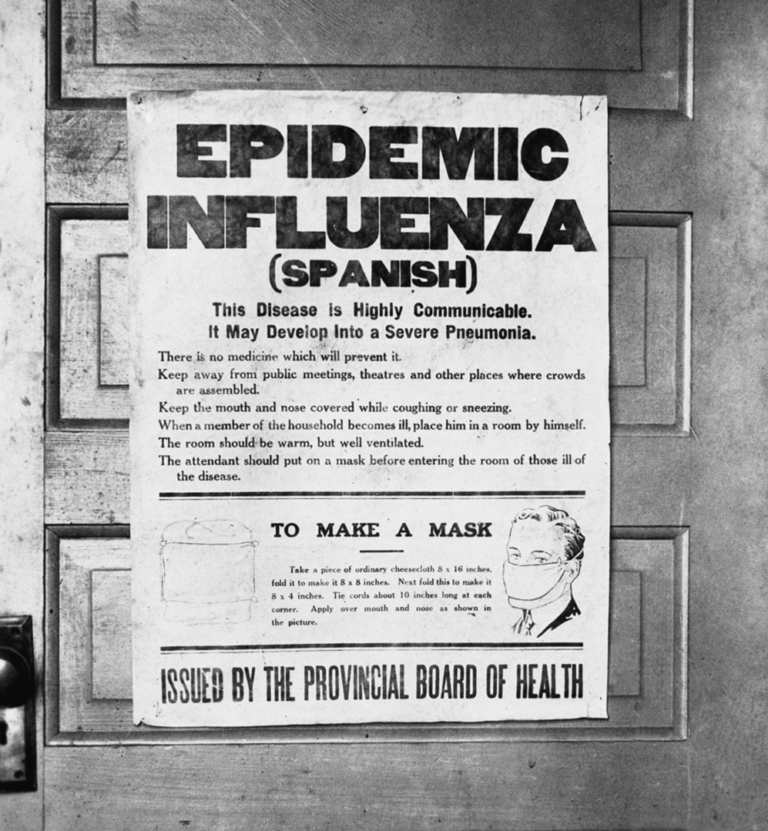 Plakát varující před španělskou chřipkou (Alberta Board of Health, Volné dílo, commons.wikimedia)