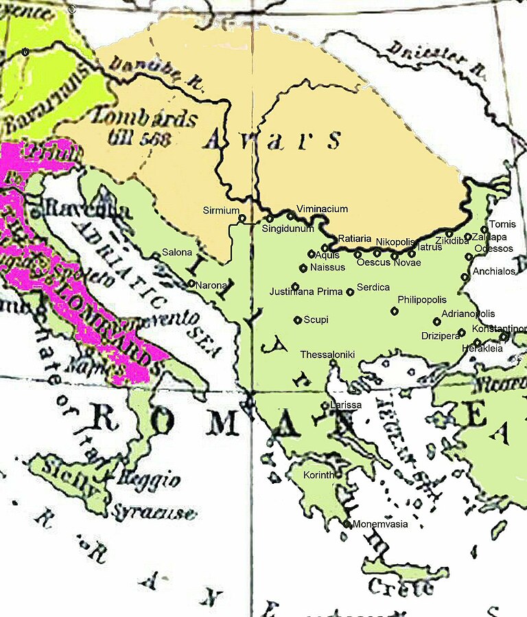 Avarská říše mezi lety 582–612 Foto: William Shepherd R. (1871-1934); Wolf Halama
