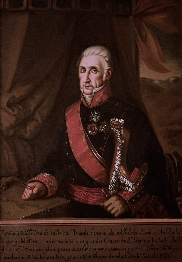 Peruánský místokrál José de la Serna chce poklad odvézt do bezpečí. FOTO: Palacio del virrey Laserna, Jeréz de la Frontera/Creative Commons/Public domain