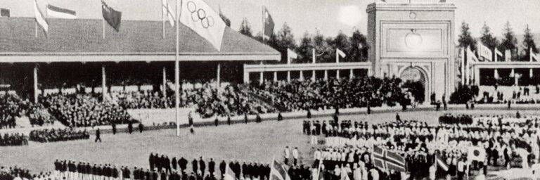 Olympijské kruhy si odbyly svou premiéru na letní olympiádě v Antverpách v roce 1920.(Foto: neznámý autor / commons.wikimedia.org / volné dílo)