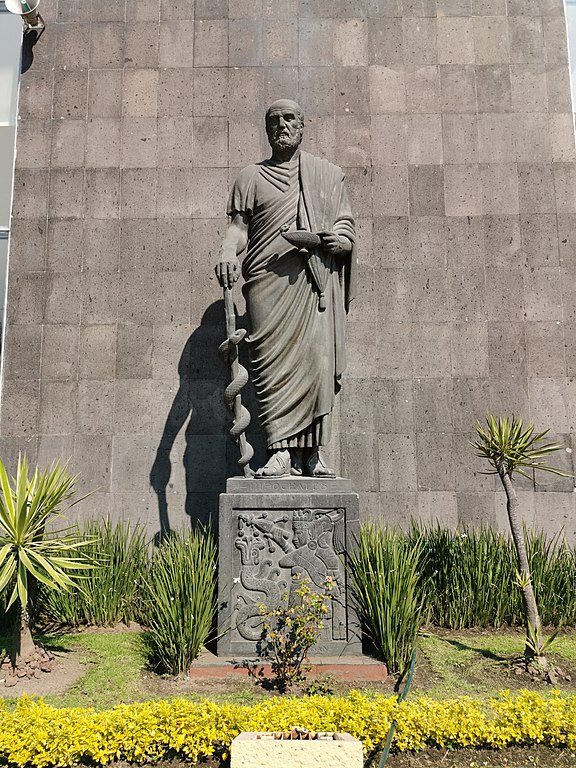 Hippokratova socha v Národním lékařském centru Siglo XXI, Cuauhtémoc, Mexico City