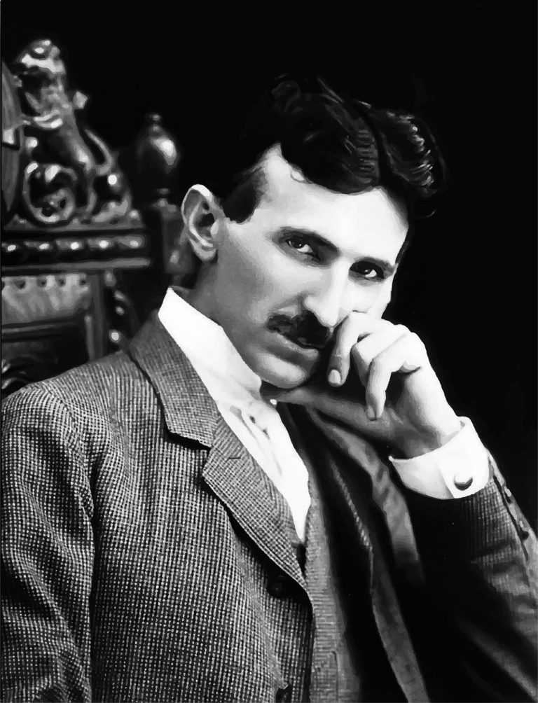 Nikola Tesla je zobrazen jako geniální vynálezce, jehož práce a objevy významně ovlivnily moderní vědu a technologie.