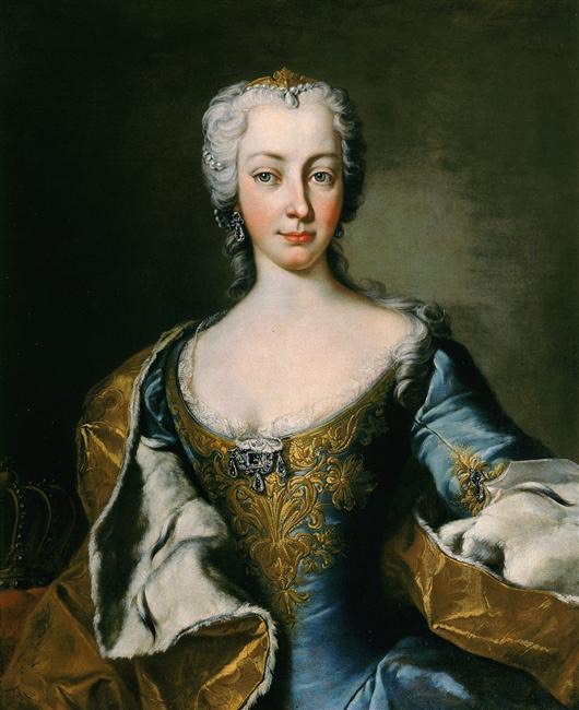 Marie Terezie se o vystavené zboží opravdu zajímá. FOTO: Gabriello Mattei (fl. 1730s–)/Creative Commons/Public Domain