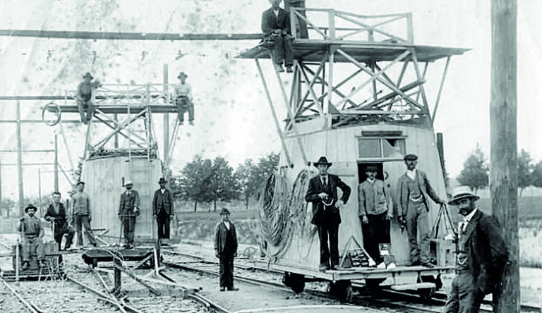Stavba Křižíkovy elektrické železnice mezi Táborem a Bechyní v roce 1903 copy