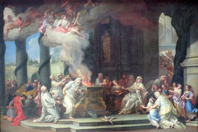 Vestálky hlídaly oheň v chrámu. Jeho vyhasnutí pro ně znamenalo smrt. Foto: Alessandro Marchesini (1663-1738)/Creative Commons/Public Domain