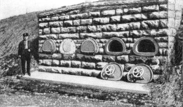 Hrobka postavená kolem roku  1890 s vnitřními únikovými poklopy, které umožňovaly únik oběti náhodného předčasného pohřbu. Foto: Neznámý autor/Creative Commons/Public Domain