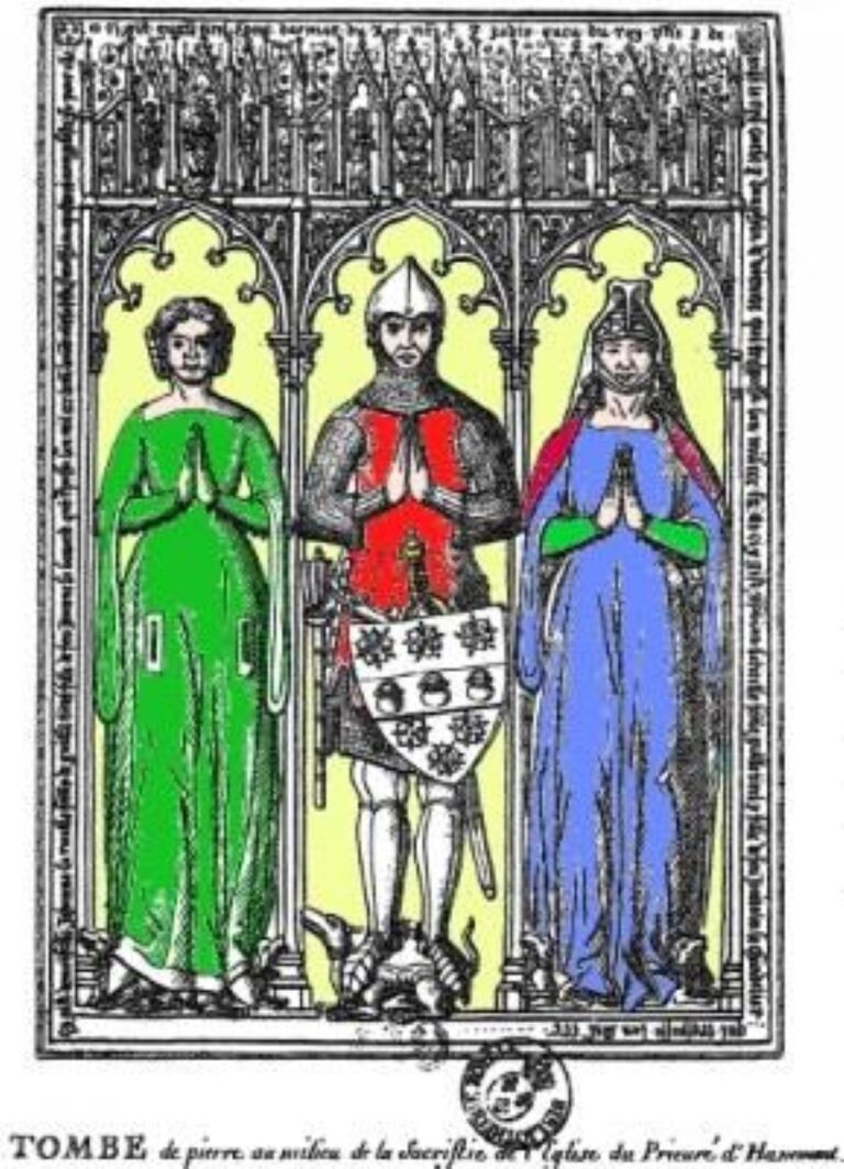 Rytina na hrobce Guillauma Tirela. Foto: Tombe de Guillaume Tirel et de ces deux épouses/Creative Commons/“Public domain