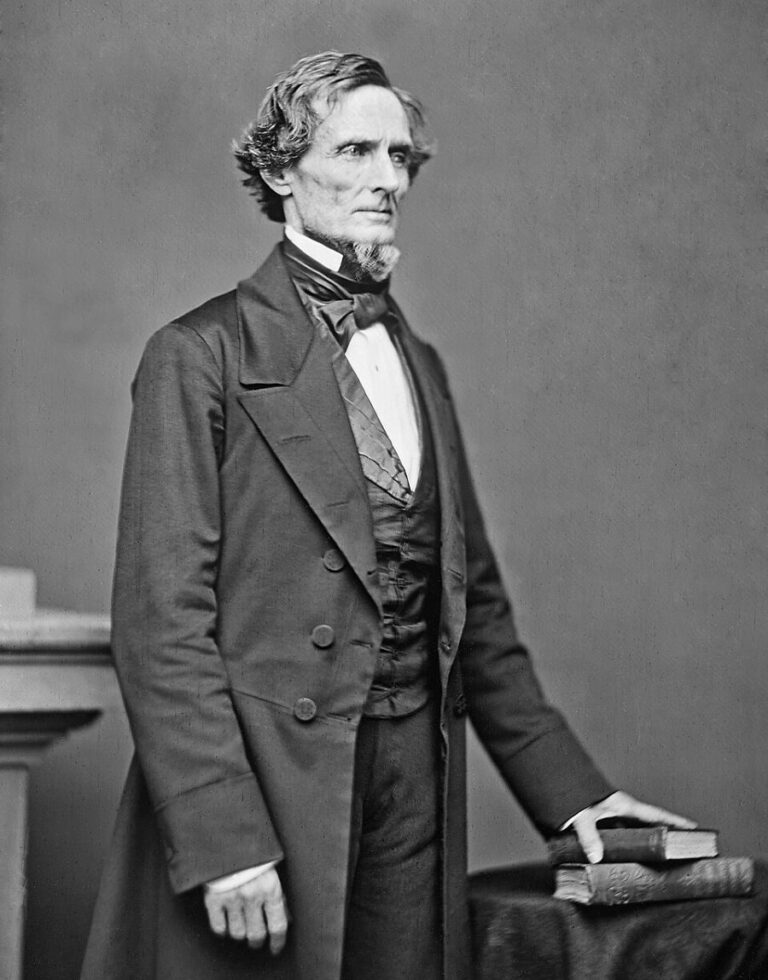 Jefferson Davis, prezident Konfederovaných států amerických v roce 1861. Davis byl mezi sedmdesáti kadety, kteří se zúčastnili bitky. Foto: Mathew Benjamin Brady (1822–1896)/Creative Commons/Public Domain
