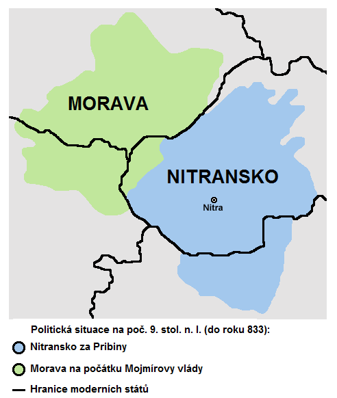 Nitranské knížectví za Pribiny a moravské za Mojmíra I.