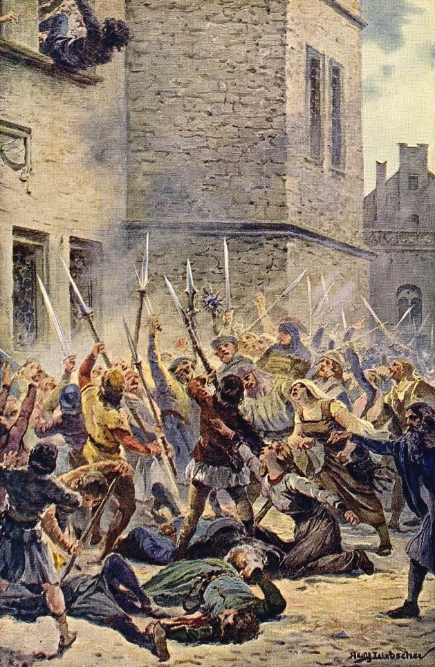 Defenestrace v roce 1419. Foto: Adolf Liebscher (1857–1919)/Creative Commons/Public Domain