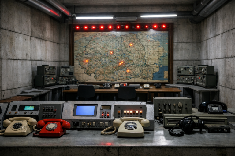 Podzemní prostory paláce ukrývají protiatomový kryt a velitelské centrum, odkud měl Nicolae Ceaușescu řídit stát i v případě jaderné války. Betonová pevnost měla diktátorovi zajistit přežití v naprosté izolaci.