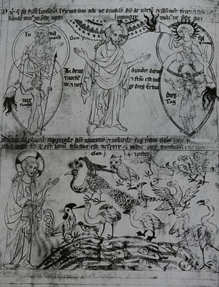 Velislavova Bible, Stvoření světa. Kniha je vlastně jakýmsi středověkým komiksem. Foto: Neznámý autor/Creative Commons/Public Domain