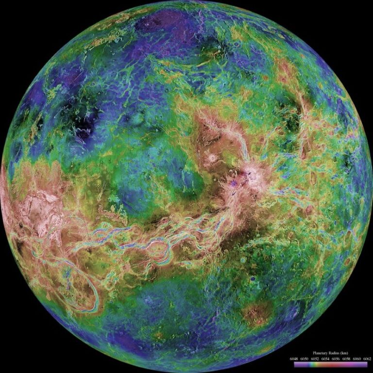 Hemisférický pohled na Venuši. Foto: NASA/JPL/USGS/Creative Commons/Public Domain
