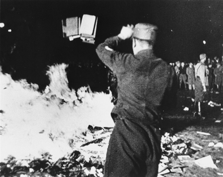 Hořící ohně s knihami mění 10. května 1933 noc v jasný den.