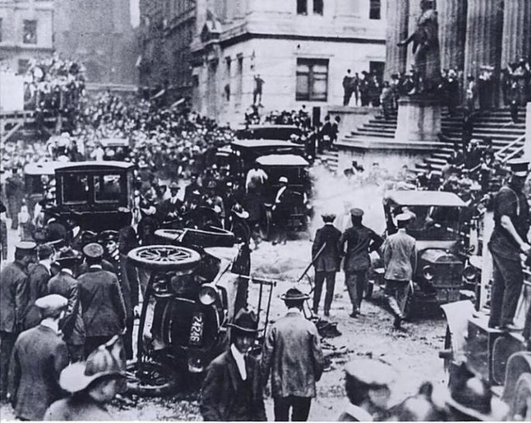 Wall Street zažije - z dnešního úhlu pohledu - teroristický útok již roku 1920.