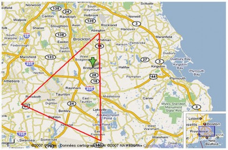 Hlavními trojúhelníkovými body paranormálního místa jsou města Abington, Rehoboth a Freetown.