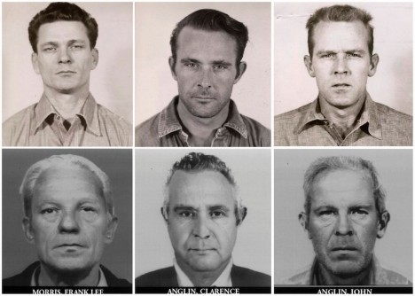Frank Lee Morris, Clarence Anglin a John Anglin uprchli v roce1962. Policie vytvořila i podobizny, jak by mohli vypadat po více než 17 letech na útěku.