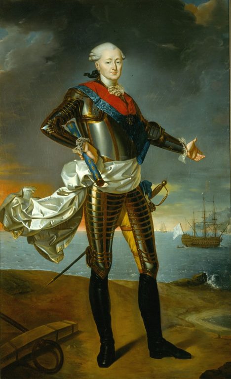Francouzský admirál Louis Guillouet d'Orvilliers musí na španělské posily dlouho čekat.