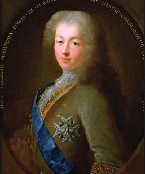Francouzský ministr Jean Frederic Phelypeaux Count of Maurepas přesvědčuje svého krále, že invaze na britské ostrovy určitě přinese úspěch.