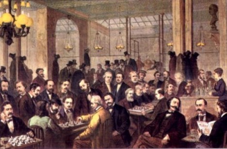 Kavárna Cafe de la Regence v Paříži se v 18. století stává oblíbeným místem setkání šachistů.