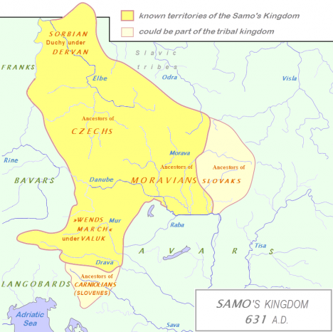 Přesnou podobu Sámovy říše dodnes neznáme. Historikové se ale pokouší rekonstruovat mapu jejího území.